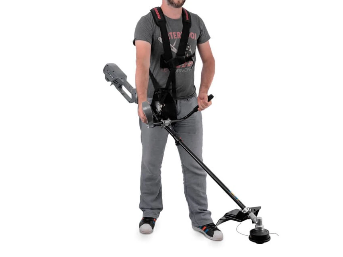 Триммер электрический, 1200 Вт, 230 В, ~50 Гц, 7500 об/мин, плавный пуск, диаметр вращения диска/лески 255/380 мм, катушка + 3-х зубчатый нож INTERTOOL DT-2246 