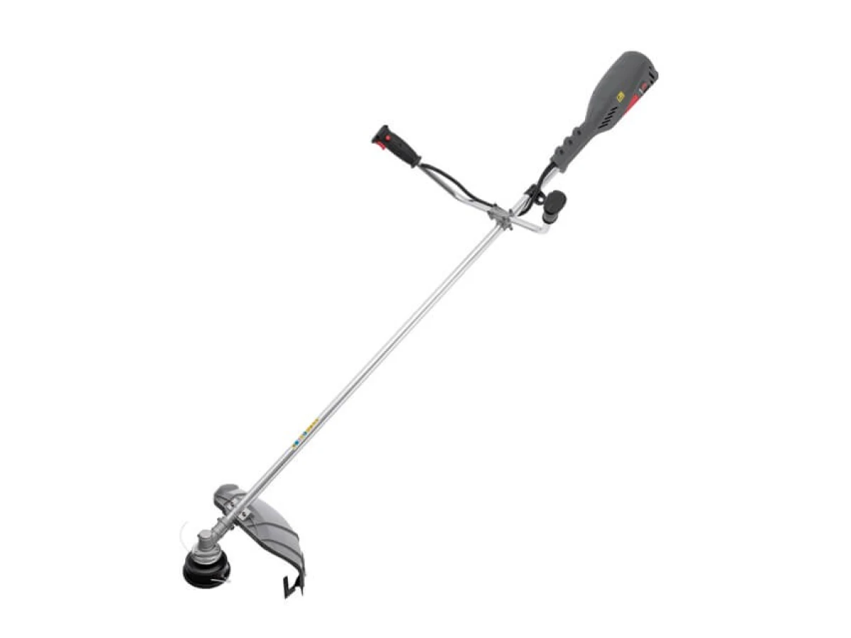 Триммер электрический, 1400 Вт, 230 В, ~50 Гц, 7500 об/мин, плавный пуск, диаметр вращения диска/лески 255/420 мм, катушка + 3-х зубчатый нож INTERTOOL DT-2248 