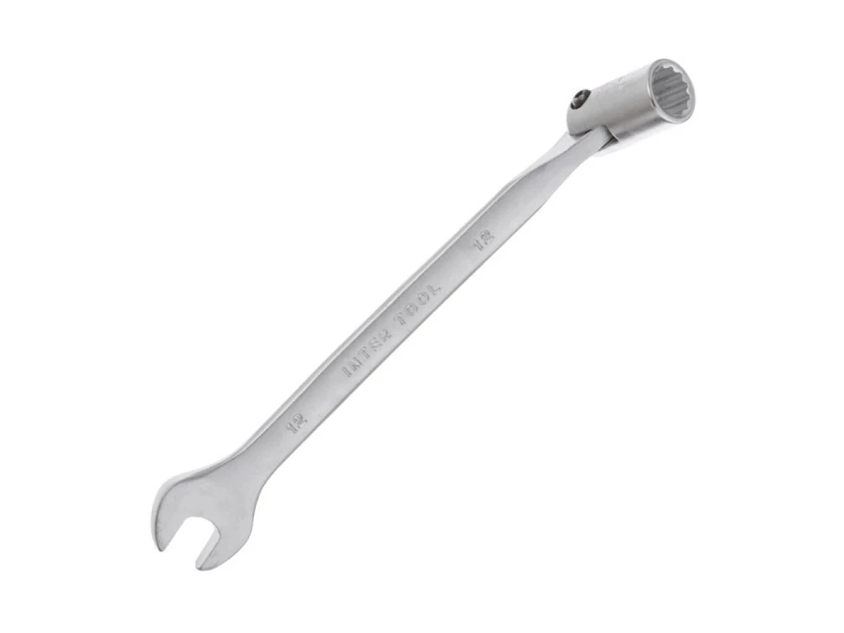 Ключ ріжково-накидний шарнірний 12 мм, CrV, покриття сатин-хром INTERTOOL XT-1412 