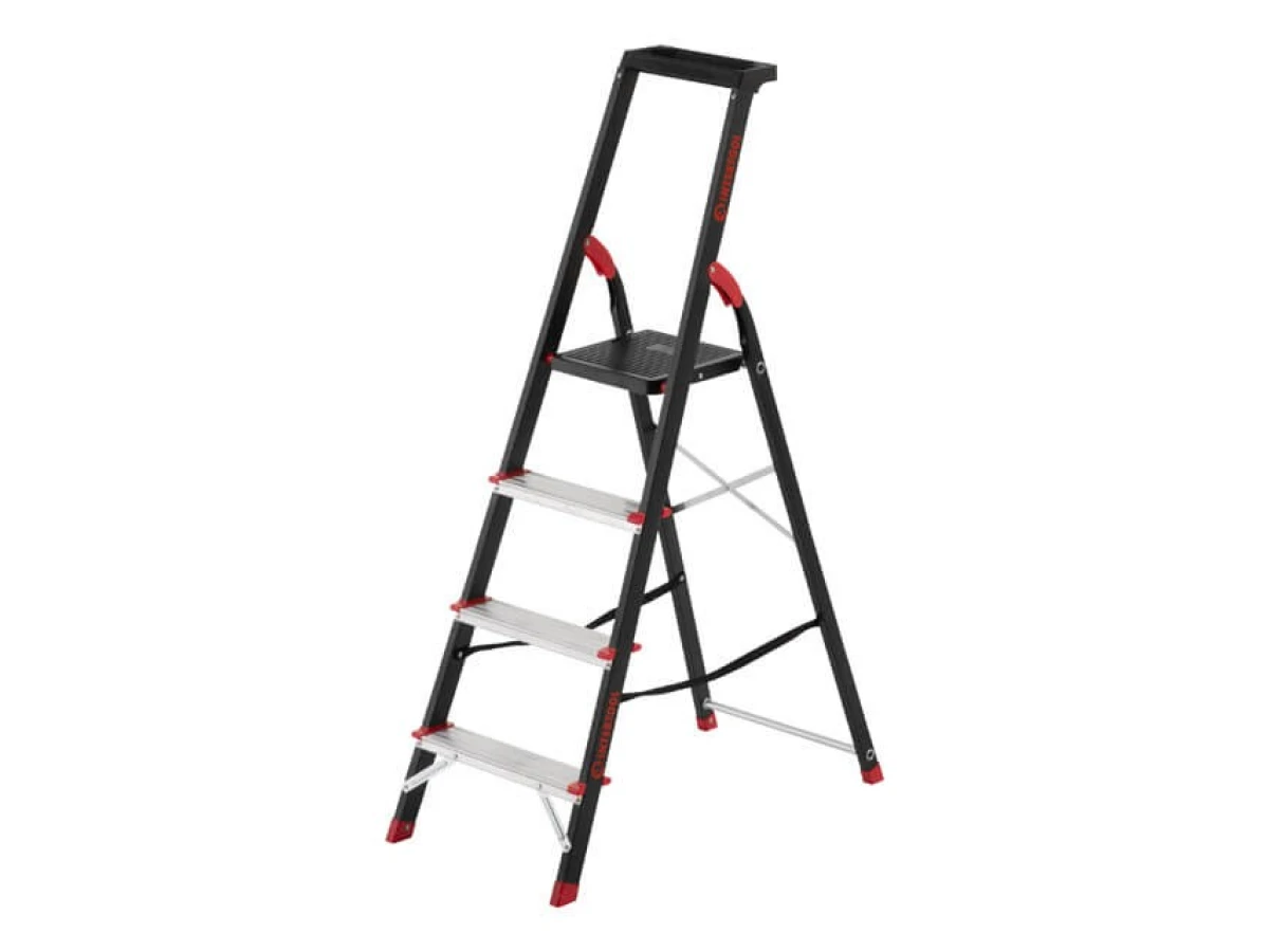 Стремянка 4 ступени, лоток для инвентаря, стальной профиль, высота верхней ступени 850мм, 433х821х1350мм, 150кг INTERTOOL LT-0054 