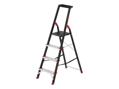 Драбина 4 сходинки, лоток для інвентарю, сталевий профіль, висота верхньої сходинки 850мм, 433х821х1350мм, 150кг INTERTOOL LT-0054