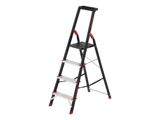 Стремянка 4 ступени, лоток для инвентаря, стальной профиль, высота верхней ступени 850мм, 433х821х1350мм, 150кг INTERTOOL LT-0054 