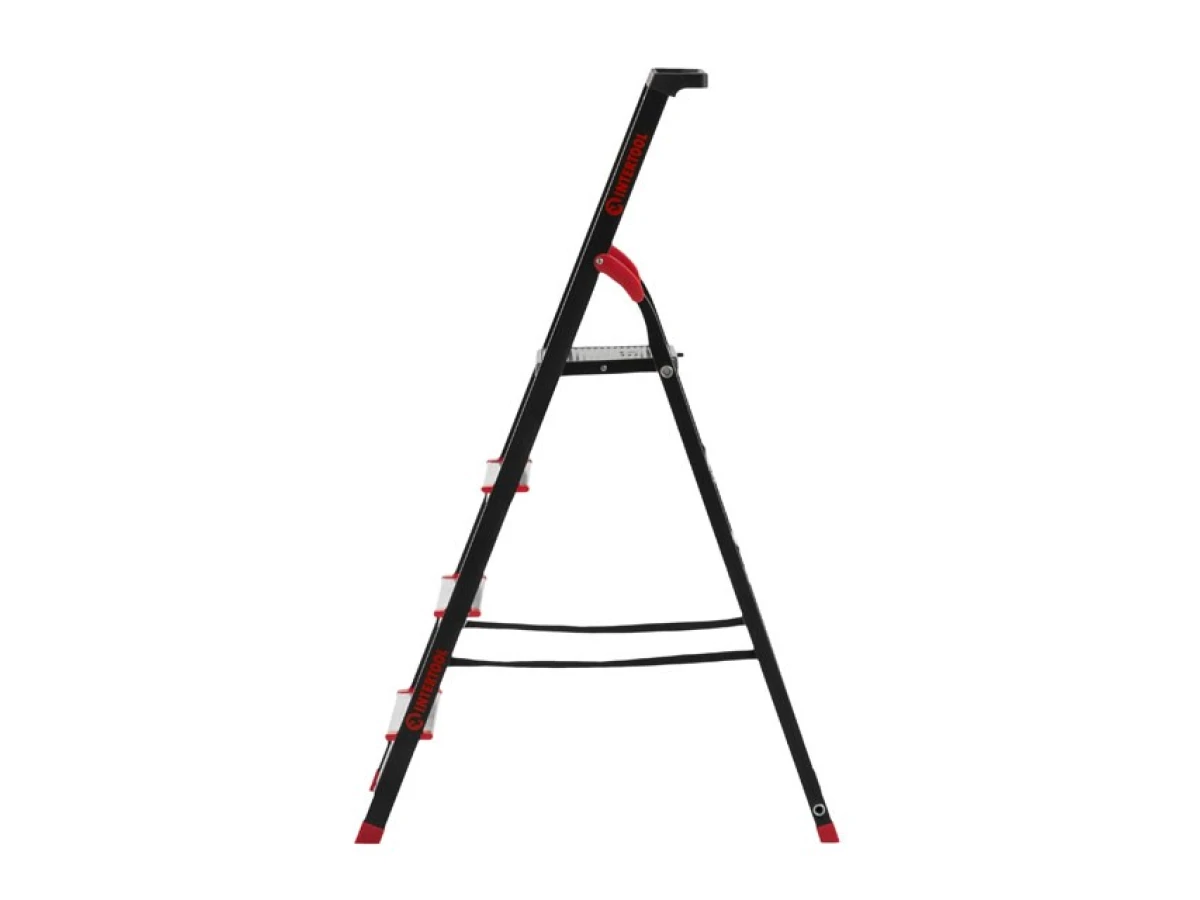 Стремянка 4 ступени, лоток для инвентаря, стальной профиль, высота верхней ступени 850мм, 433х821х1350мм, 150кг INTERTOOL LT-0054 