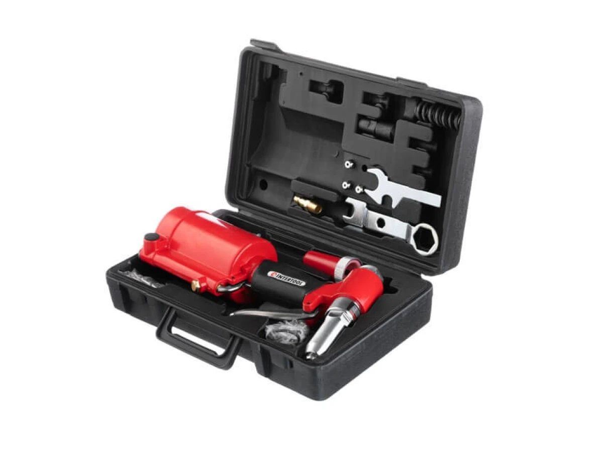 Пістолет заклепувальний пневматичний у кейсі з аксесуарами INTERTOOL PT-1304 