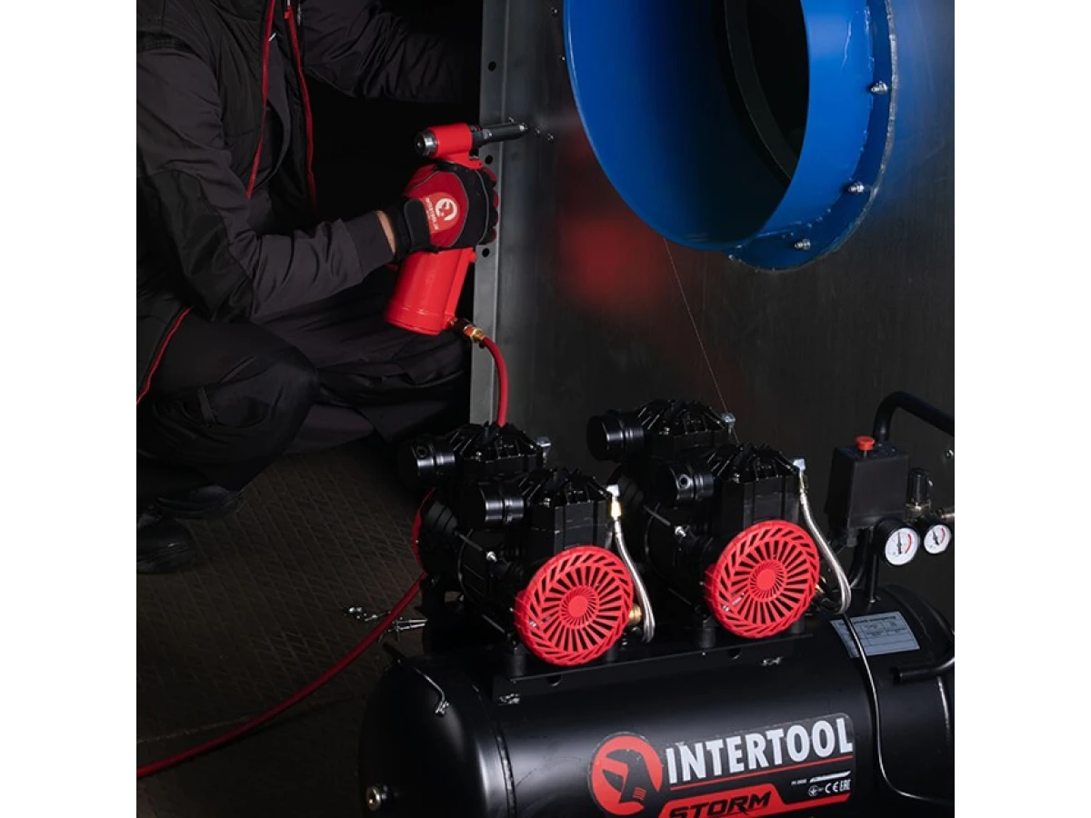 Пістолет заклепувальний пневматичний у кейсі з аксесуарами INTERTOOL PT-1304 