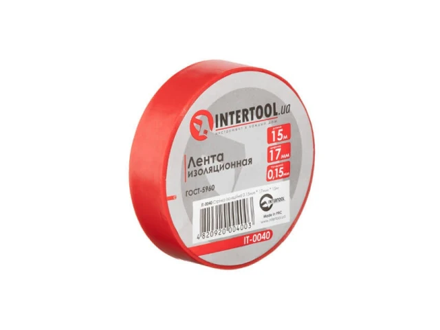 Стрічка ізоляційна, 17 мм * 15 м * 0.15 мм, червона INTERTOOL IT-0040 