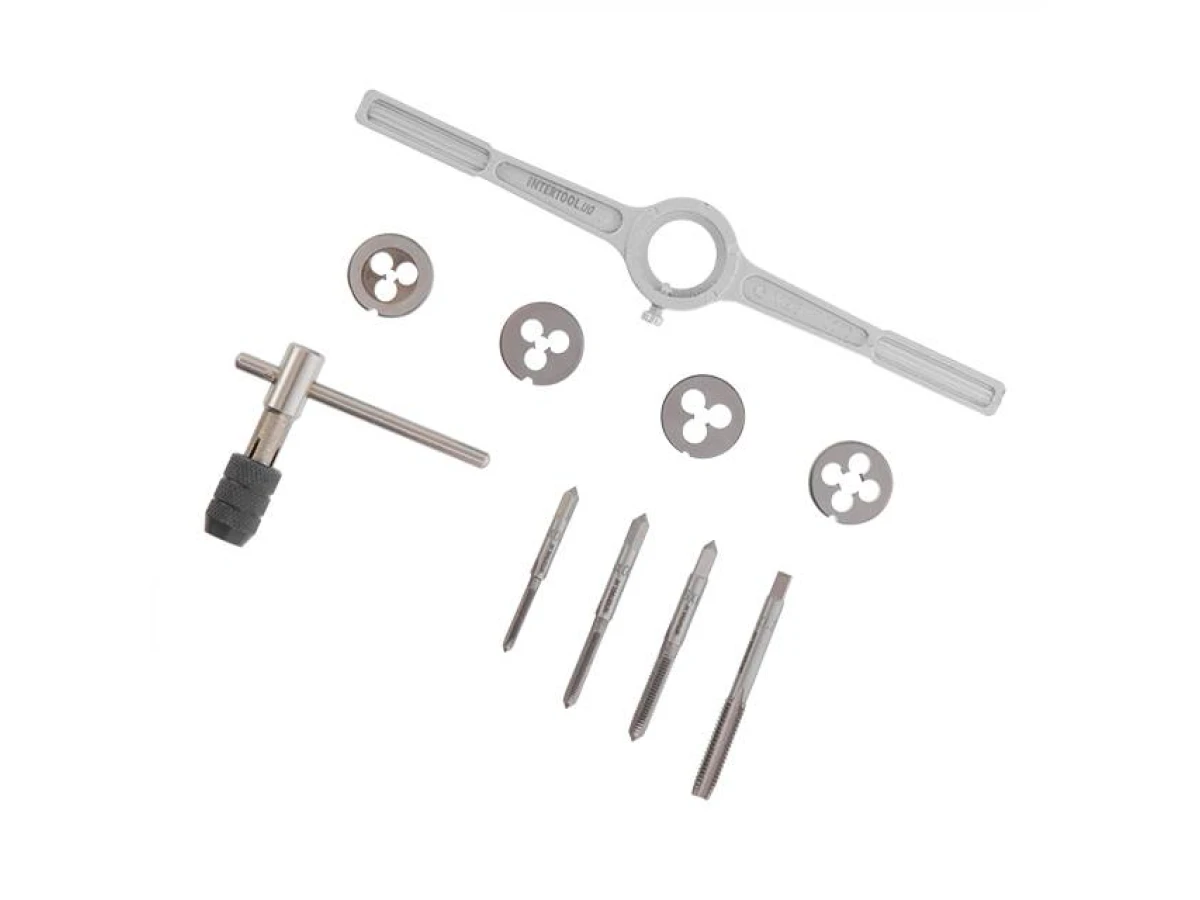 Набор плашек M4-M8 и метчиков M4-M8, 10ед INTERTOOL SD-8025 