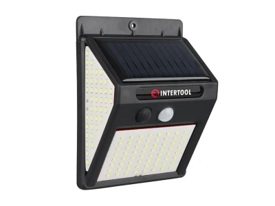 Світильник акумуляторний настінний 144SMD, вуличний, сонячна панель, датчик руху INTERTOOL LB-0114