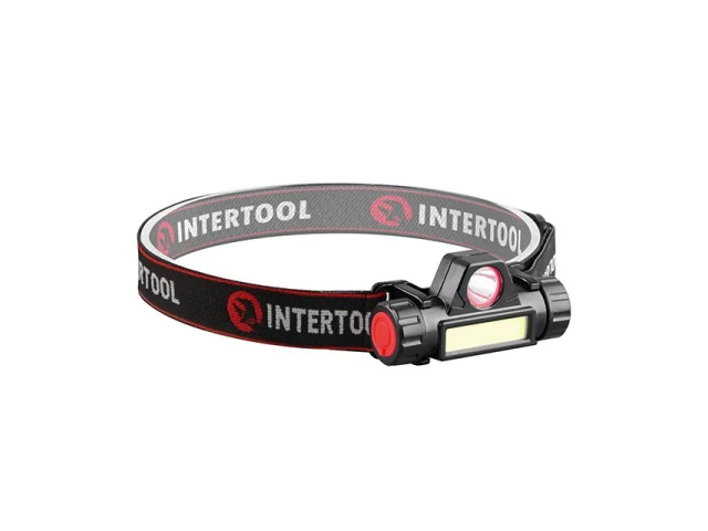 Ліхтар налобний акумуляторний XPE + COB, магніт INTERTOOL LB-0309 