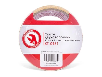 Скотч двосторонній 50мм * 5м на тканинній основі INTERTOOL KT-0961