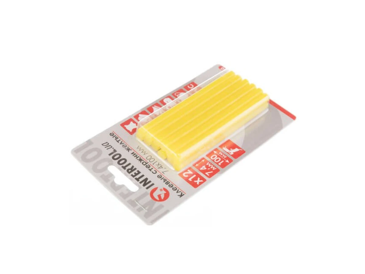 Комплект стрижнів клейових жовтих 7,4 мм * 100 мм, 12 шт. INTERTOOL RT-1050 