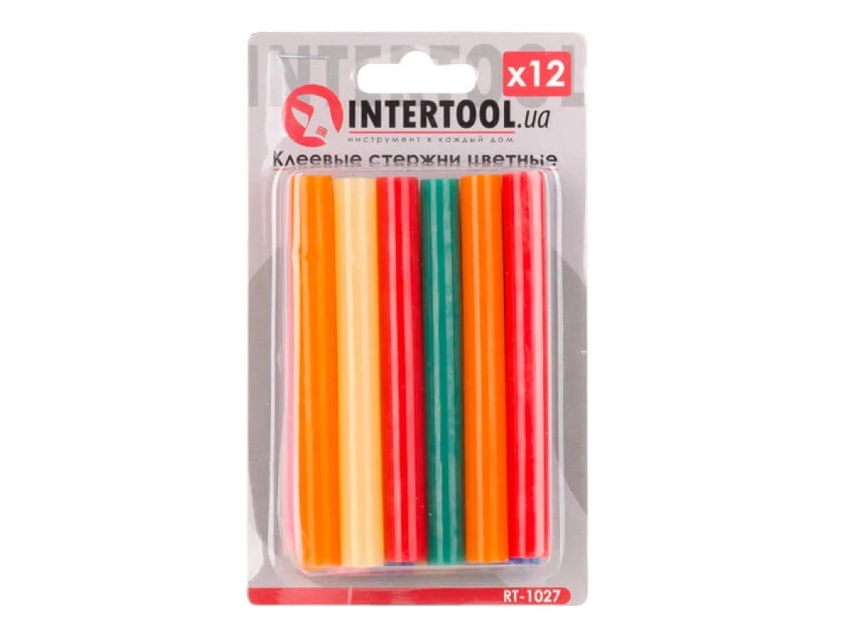 Комплект стрижнів клейових кольорових 11,2 мм * 100 мм, 12 шт INTERTOOL RT-1027 