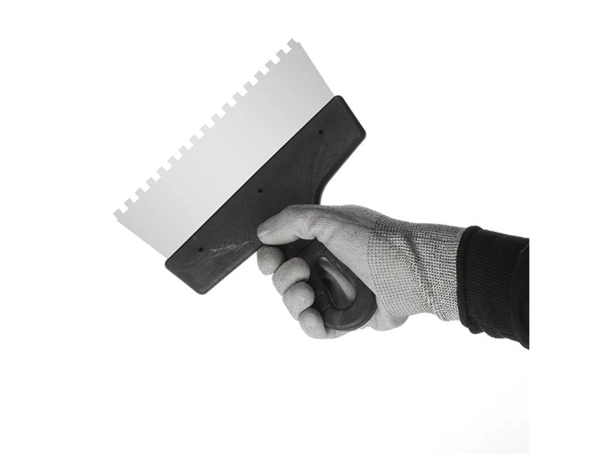 Шпатель из нержавеющей стали 200мм с зубом 6x6мм INTERTOOL KT-2206 