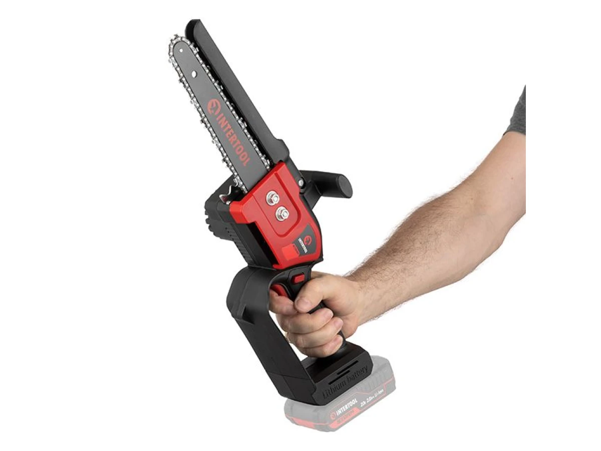 Мини-пила цепная аккумуляторная с бесщеточным двигателем 20 В, шина 20 см, 7.5 м/с, без ЗУ и АКБ, STORM INTERTOOL WT-9210 