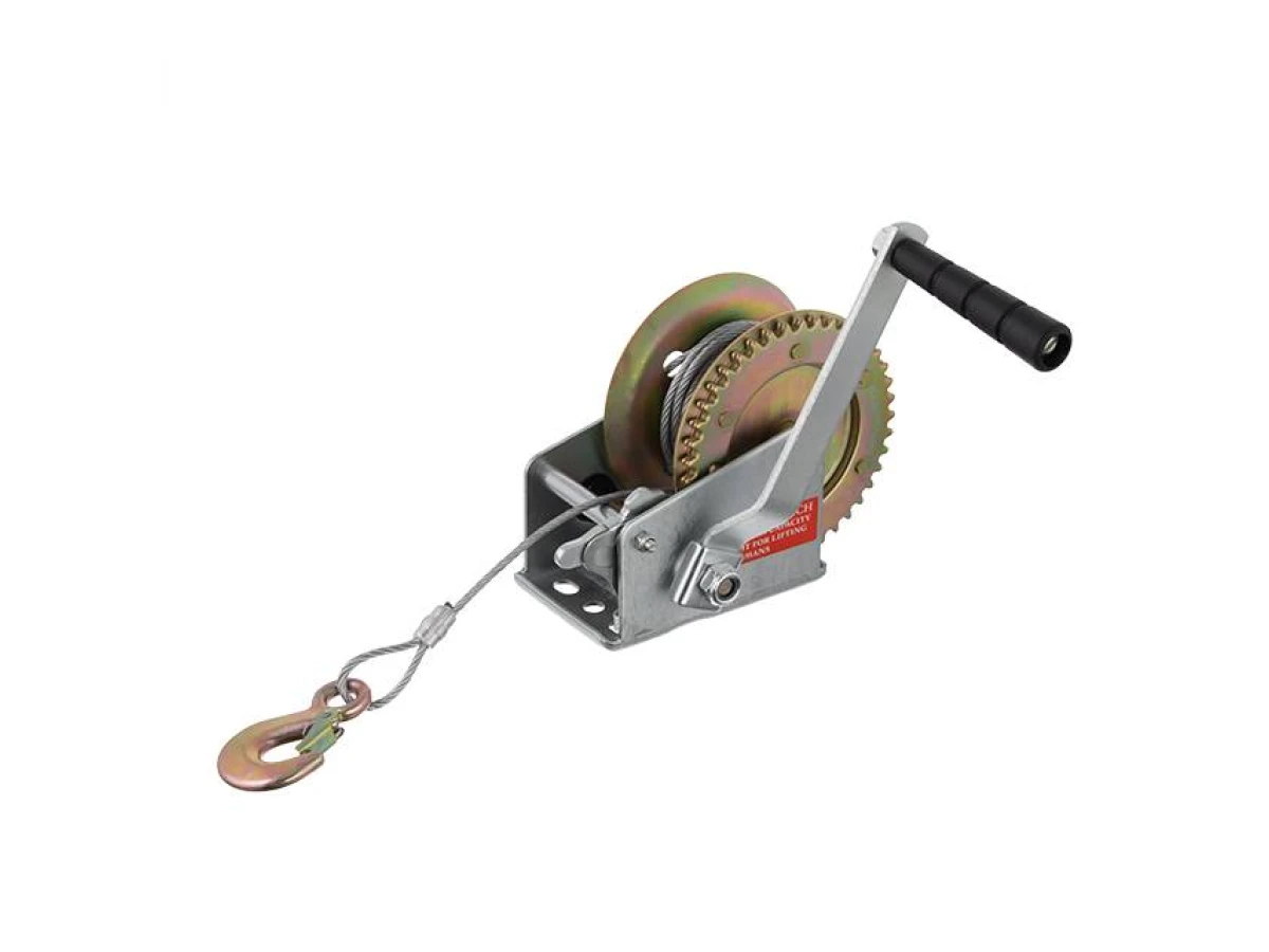 Лебедка рычажная барабанная стальной трос тяговое усилие 450 кг INTERTOOL GT1454 