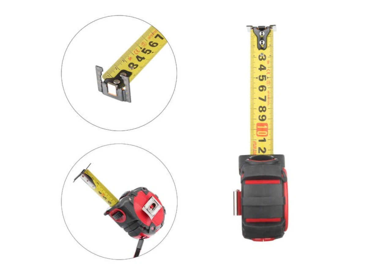 Рулетка з металевим полотном, 5м * 25мм, двостороння шкала, нейлонове покриття, двосторонній зацеп з магнітом, автостоп полотна STORM INTERTOOL MT-0845 