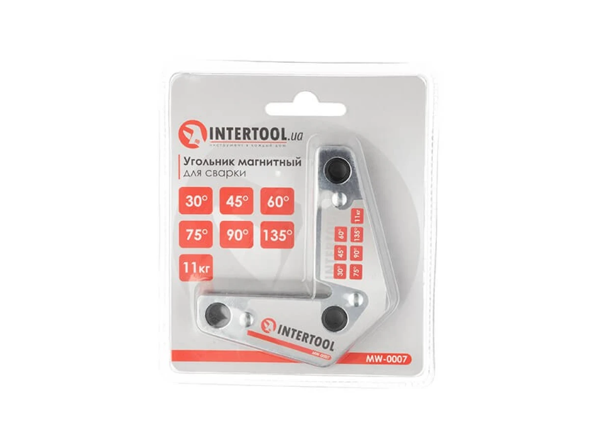 Угольник магнитный для сварки, 15°, 60°, 90°, 120°, 11 кг, 75*85 мм INTERTOOL MW-0007 