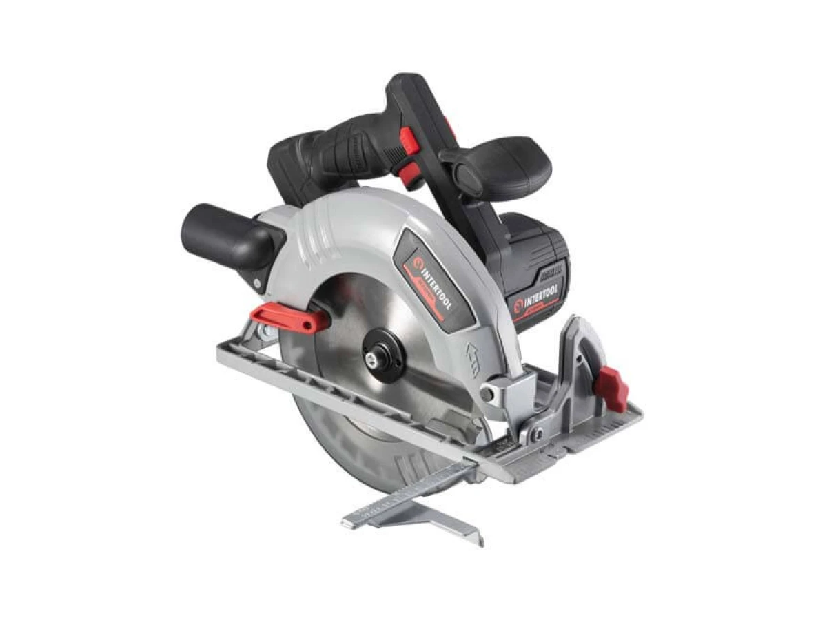 Пила дискова акумуляторна з безщітковим двигуном 20 В, 4500 об/хв., кут 90°/45°, глибина розпилу 62/45 мм, диск 190*20 мм, без ЗП та АКБ INTERTOOL WT-0371 