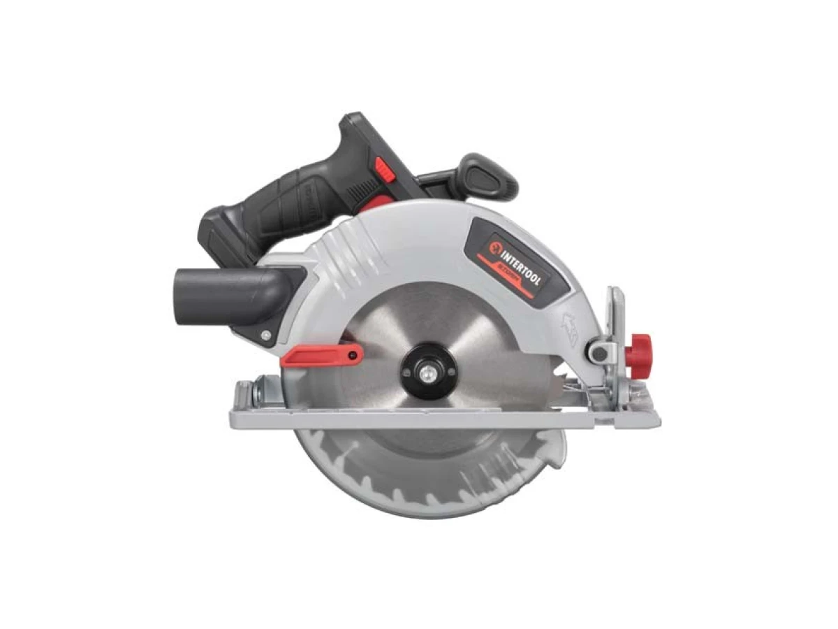 Пила дискова акумуляторна з безщітковим двигуном 20 В, 4500 об/хв., кут 90°/45°, глибина розпилу 62/45 мм, диск 190*20 мм, без ЗП та АКБ INTERTOOL WT-0371 