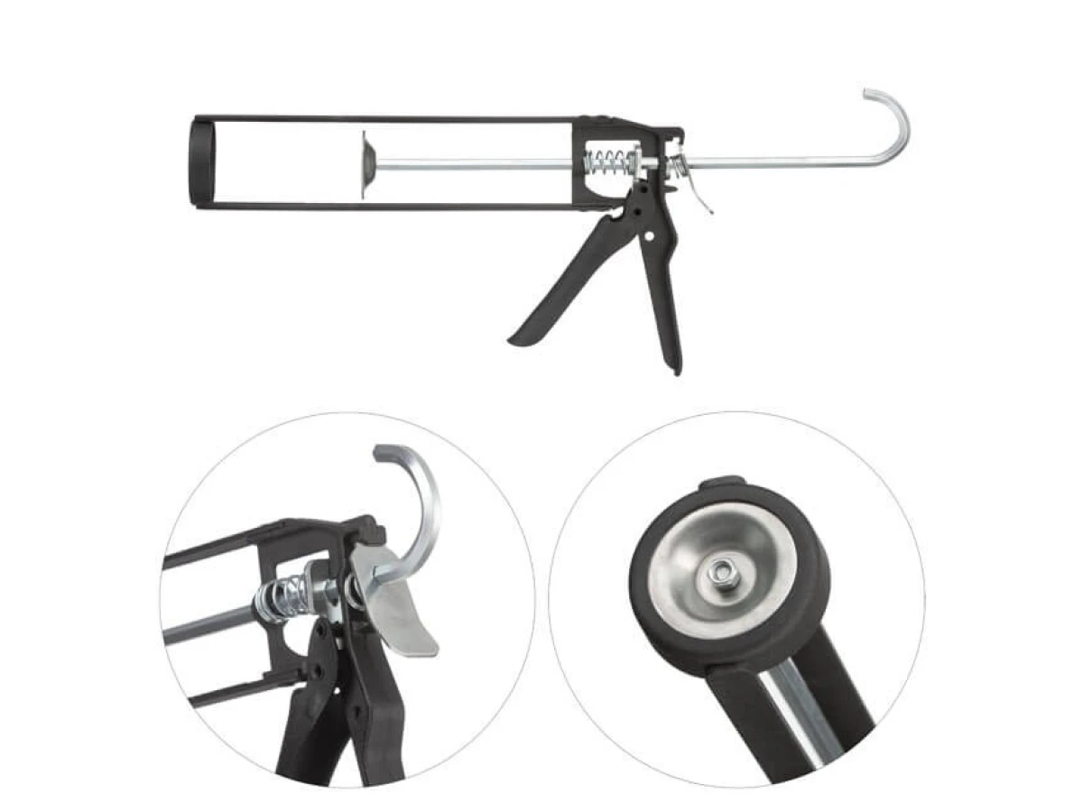 Пистолет для выдавливания герметиков рамообразный усиленный, 225 мм, "скелет" INTERTOOL HT-0030 