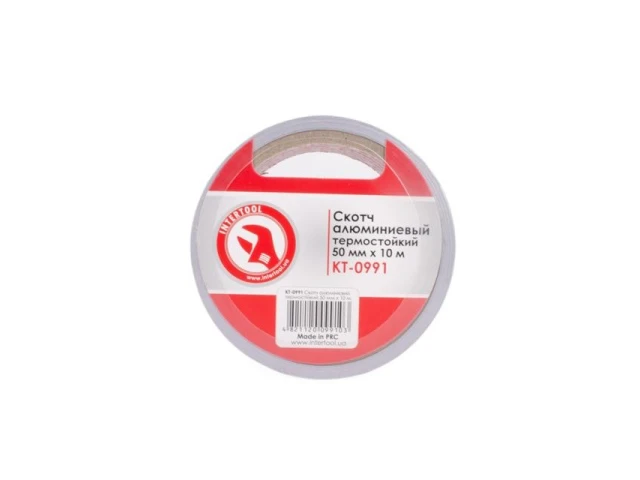 Скотч алюмінієвий термостійкий 50 мм * 10 м. INTERTOOL KT-0991 
