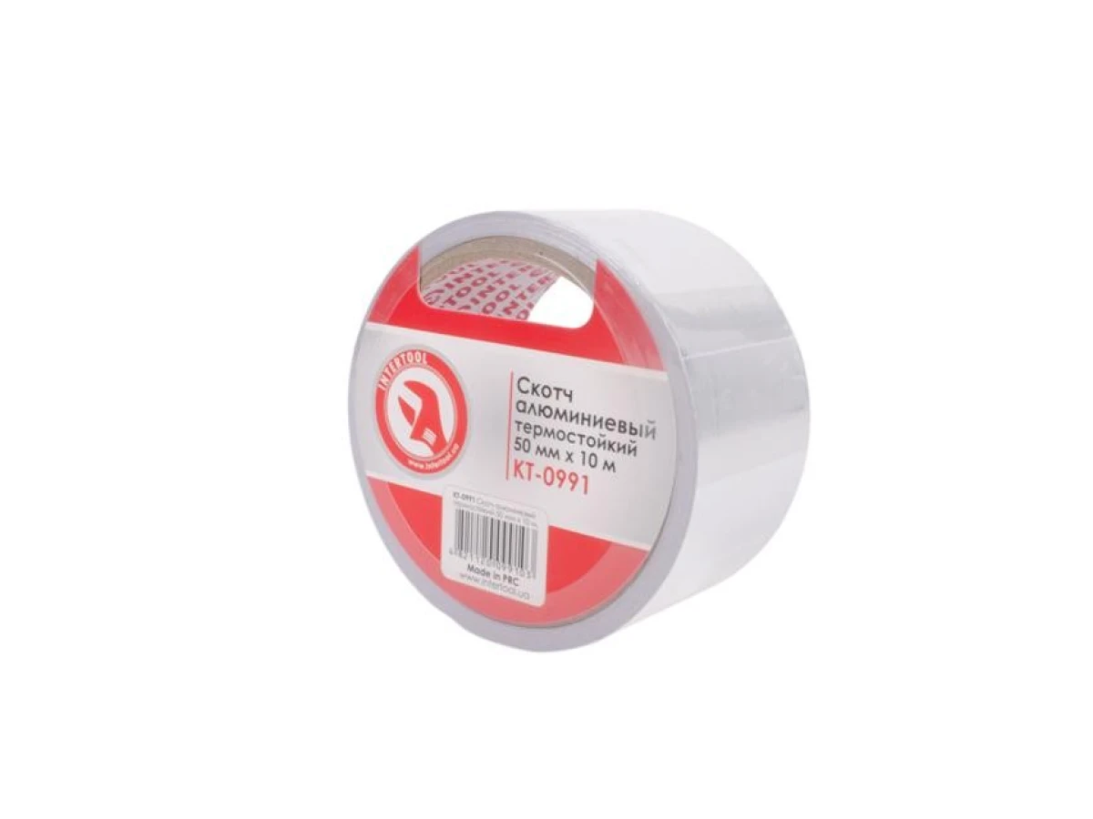 Скотч алюмінієвий термостійкий 50 мм * 10 м. INTERTOOL KT-0991 