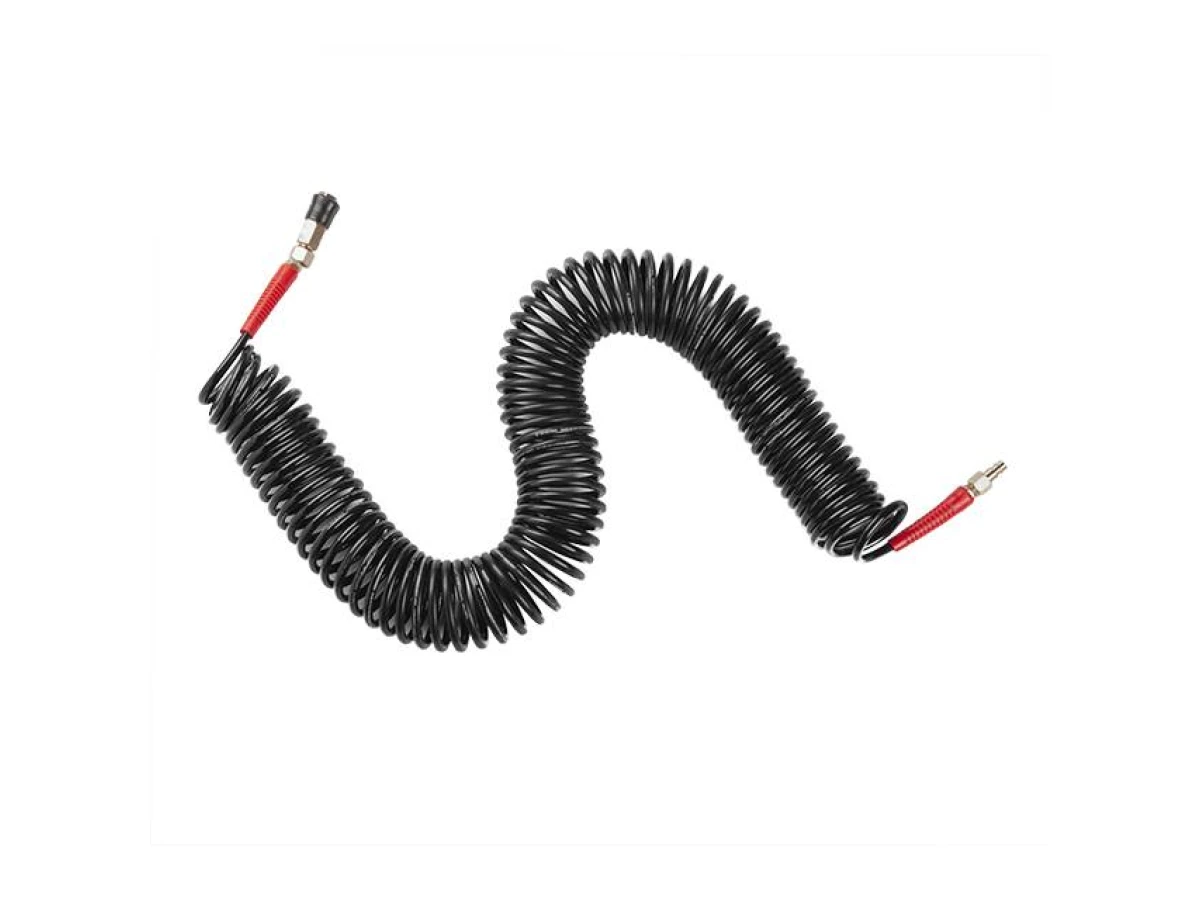 Шланг BLACK M-Flex 5.5*8 мм, 20 м спіральний поліуретановий з поворотним шарніром, латунними швидкороз'ємними з'єднаннями STORM INTERTOOL PT-1792 