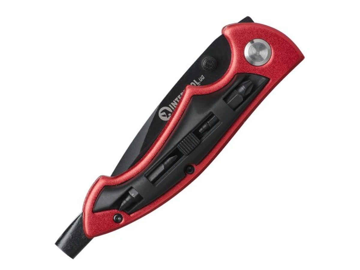 Нож складной 206 мм, ручка алюминий + пластик, 4 отверточные насадки INTERTOOL HT-0592 