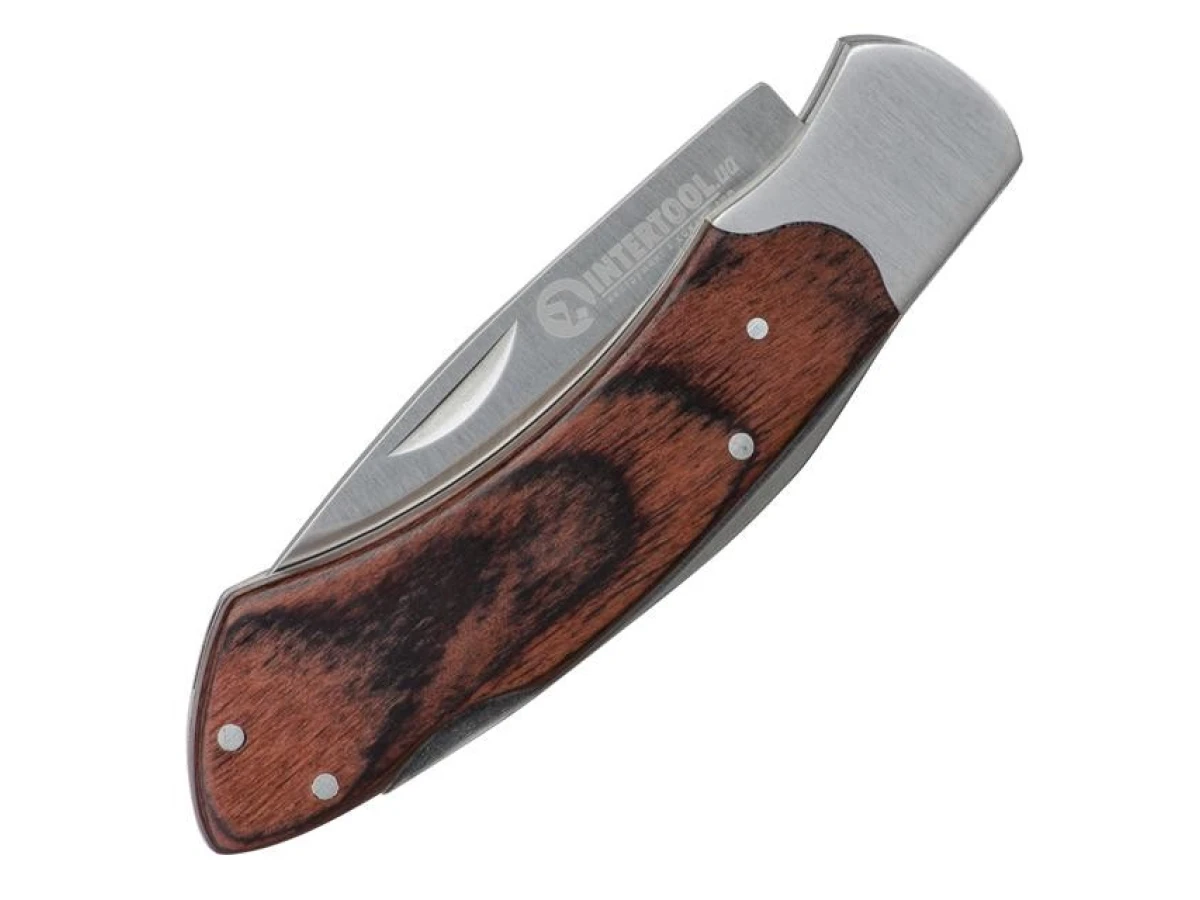 Ніж складаний 181 мм, ручка з дерев'яними вставками INTERTOOL HT-0594 