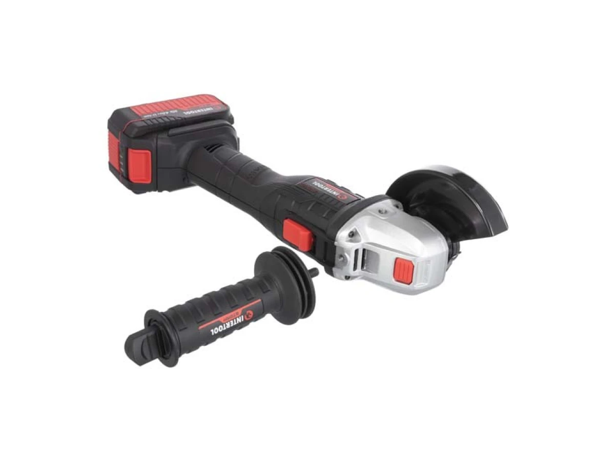 Шліфмашина кутова акумуляторна з безщітковим двигуном 20 В, 125 мм, 10000 об/хв., Li-Ion, 4.0 Аг, ЗП 4 А, кейс INTERTOOL WT-0366 