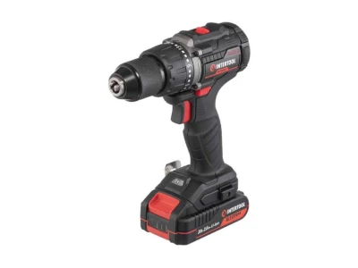 Дриль-шуруповерт акумуляторний з безщітковим двигуном 20 В, 60 Нм, 0-500/0-2000 об/хв., 2-13 мм, Li-Ion, 2.0 Аг, ЗП 2 А, кейс INTERTOOL WT-0360