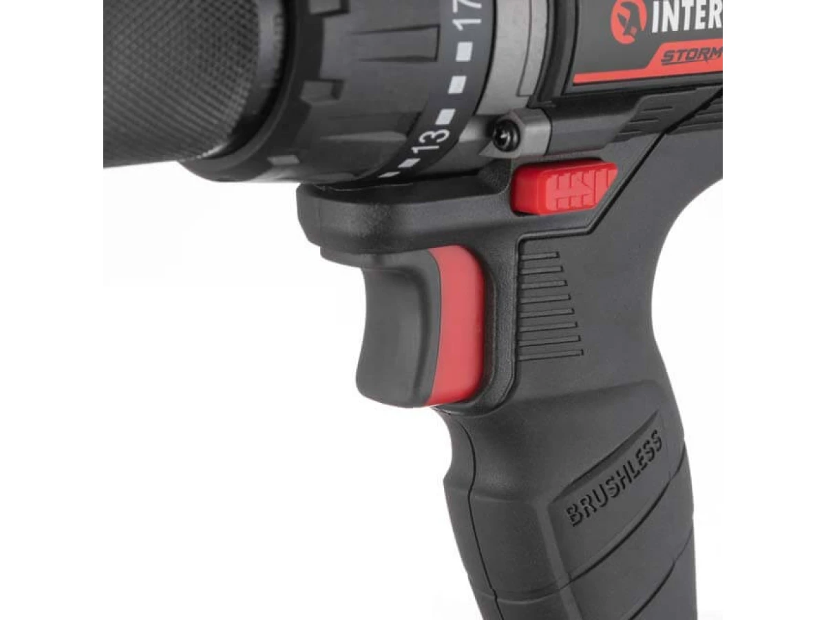 Дриль-шуруповерт акумуляторний з безщітковим двигуном 20 В, 60 Нм, 0-500/0-2000 об/хв., 2-13 мм, Li-Ion, 2.0 Аг, ЗП 2 А, кейс INTERTOOL WT-0360 