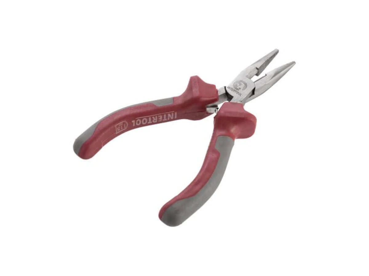 Плоскогубці подовжені прямі прецизійні з двокомпонентними накладками на рукоятки, 115 мм INTERTOOL NT-0102 
