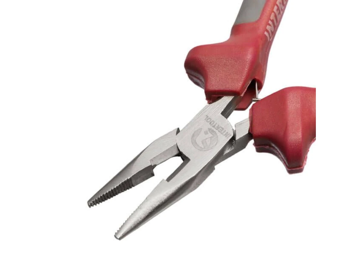 Плоскогубці подовжені прямі прецизійні з двокомпонентними накладками на рукоятки, 115 мм INTERTOOL NT-0102 