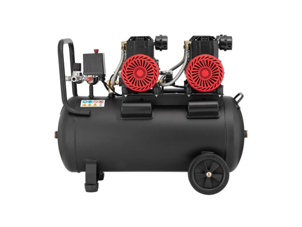 Компрессор 50 л, 2x1.1кВт, 220В, 8атм, 400 л/мин, 2800 об/мин, безмасляный, 4 цилиндра INTERTOOL PT-0030 