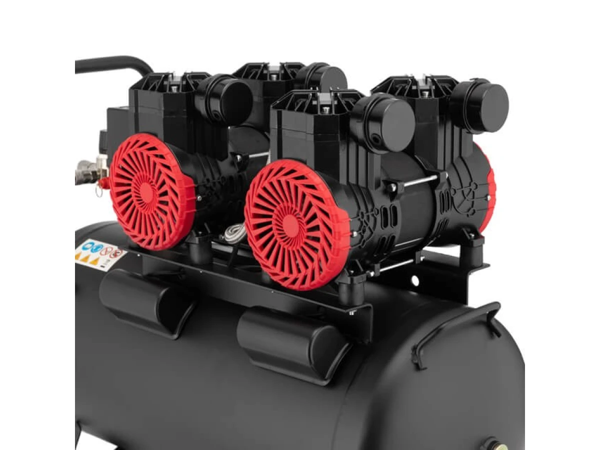 Компрессор 50 л, 2x1.1кВт, 220В, 8атм, 400 л/мин, 2800 об/мин, безмасляный, 4 цилиндра INTERTOOL PT-0030 