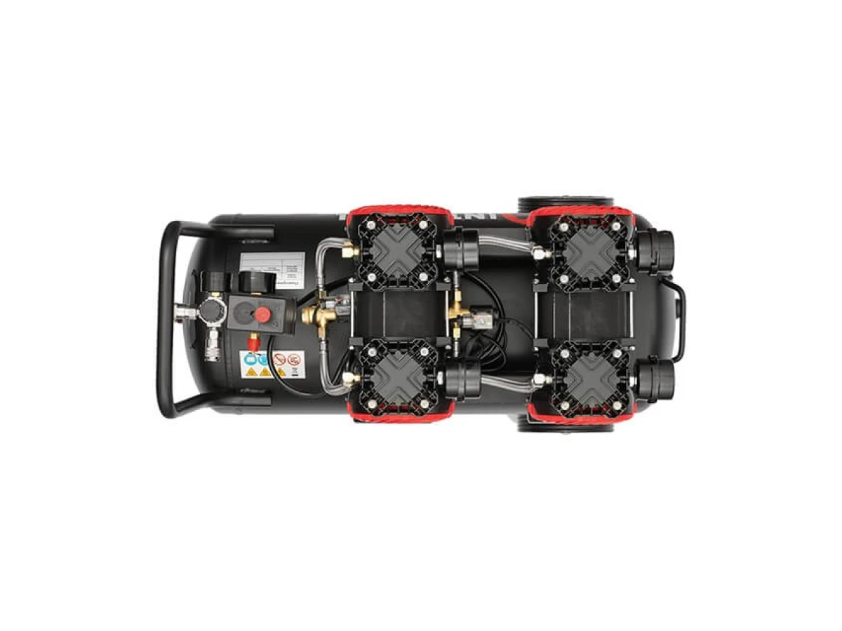 Компрессор 50 л, 2x1.1кВт, 220В, 8атм, 400 л/мин, 2800 об/мин, безмасляный, 4 цилиндра INTERTOOL PT-0030 