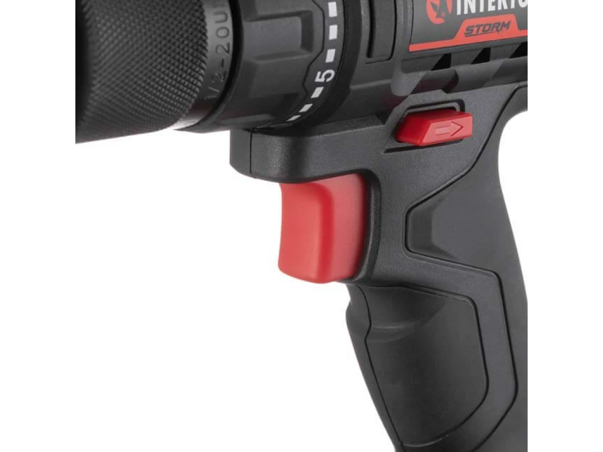 Дриль-шурупокрут акумуляторний 20 В, 35 Nm, 0-450/0-1500 об/хв., 2-13 мм, Li-Ion, 2.0 Аг, ЗП 2 А, кейс INTERTOOL WT-0350 
