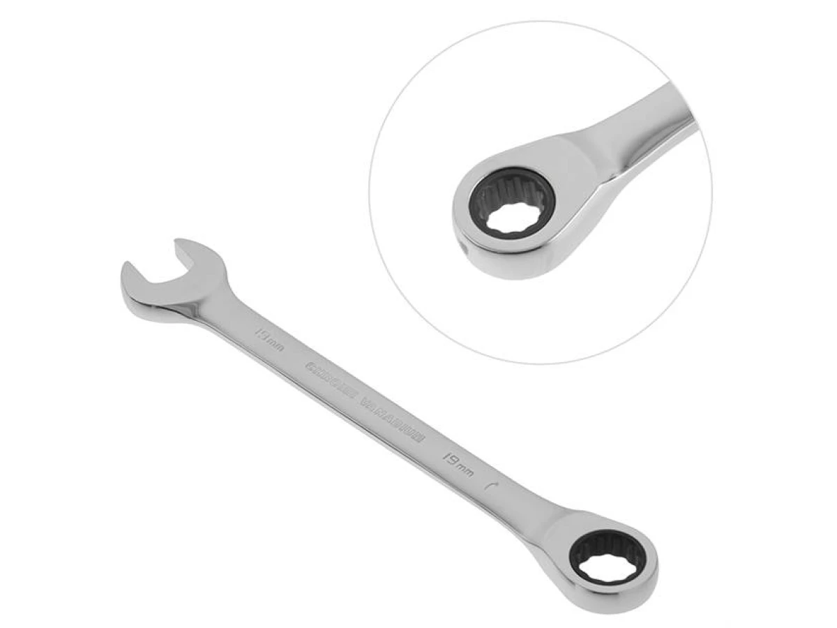 Ключ комбінований з тріскачкою 19 мм Cr-V PROF DIN3113 INTERTOOL XT-1359 
