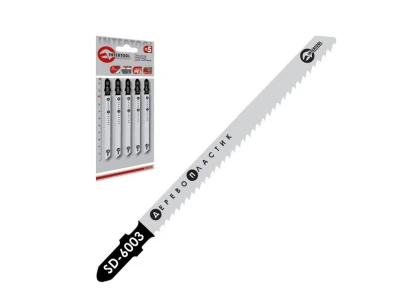 Набір полотен 5 од. для лобзика. Робоча довжина 90 мм, для роботи по деревині, ламінату, ізоляційному матеріалу, пластику. INTERTOOL SD-6003
