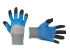 Перчатка трикотажная,синтетическая,усиленная,3/4 облив,покрытая вспененным латексом синего цвета,покрытие пальцев морщинистым латексом черного цвета,8 INTERTOOL SP-0105 