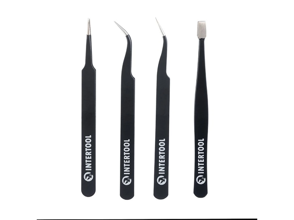 Набір пінцетів антистатичних 4 од., INTERTOOL NT-6001 