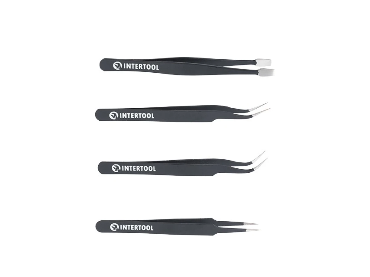 Набір пінцетів антистатичних 4 од., INTERTOOL NT-6001 