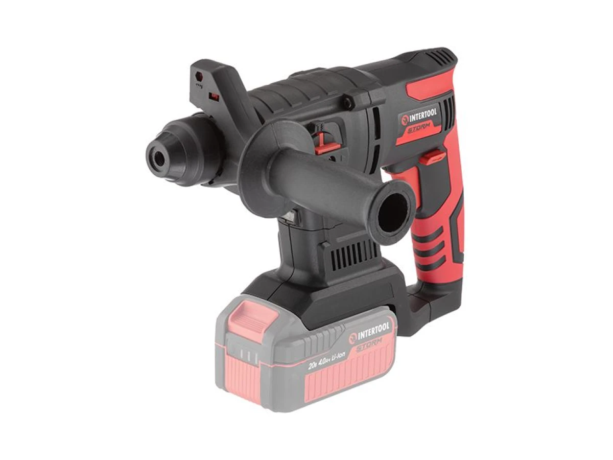 Перфоратор аккумуляторный с бесщеточным двигателем 20 В, 2 Дж, 0-1250 об/мин, 0-4800 уд/мин, SDS plus, без ЗУ и АКБ, кейс INTERTOOL WT-9370 
