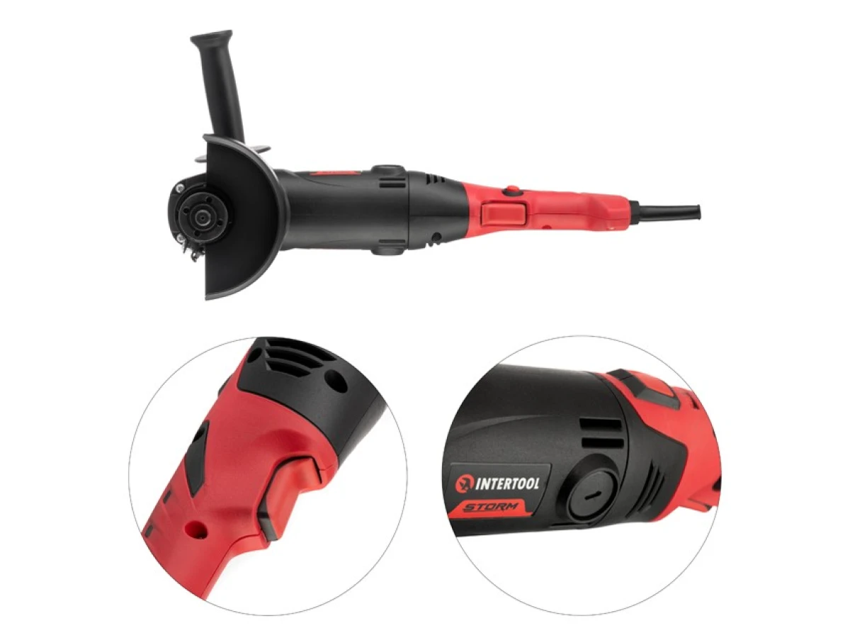 Шліфмашина кутова 1200 Вт, діаметр круга 125 мм, 5000-12000 об/хв, поворотна рукоятка INTERTOOL WT-0225 