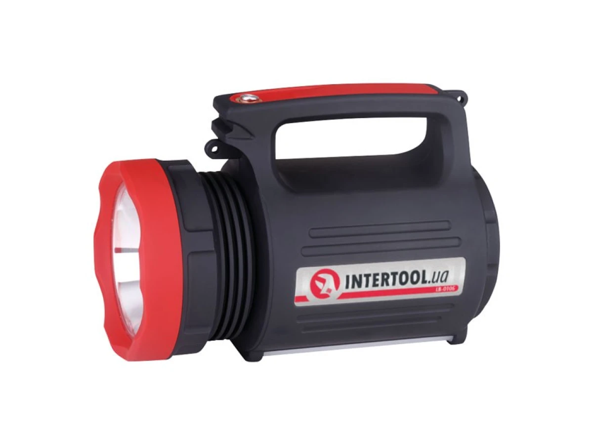 Ліхтар акумуляторний 1 LED 5 W + 22 SMD, виносна сонячна панель, виносні 2 led лампи, кабель для зарядки телефону-планшета INTERTOOL LB-0105 