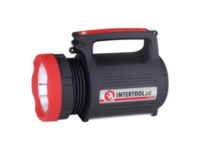 Ліхтар акумуляторний 1 LED 5 W + 22 SMD, виносна сонячна панель, виносні 2 led лампи, кабель для зарядки телефону-планшета INTERTOOL LB-0105