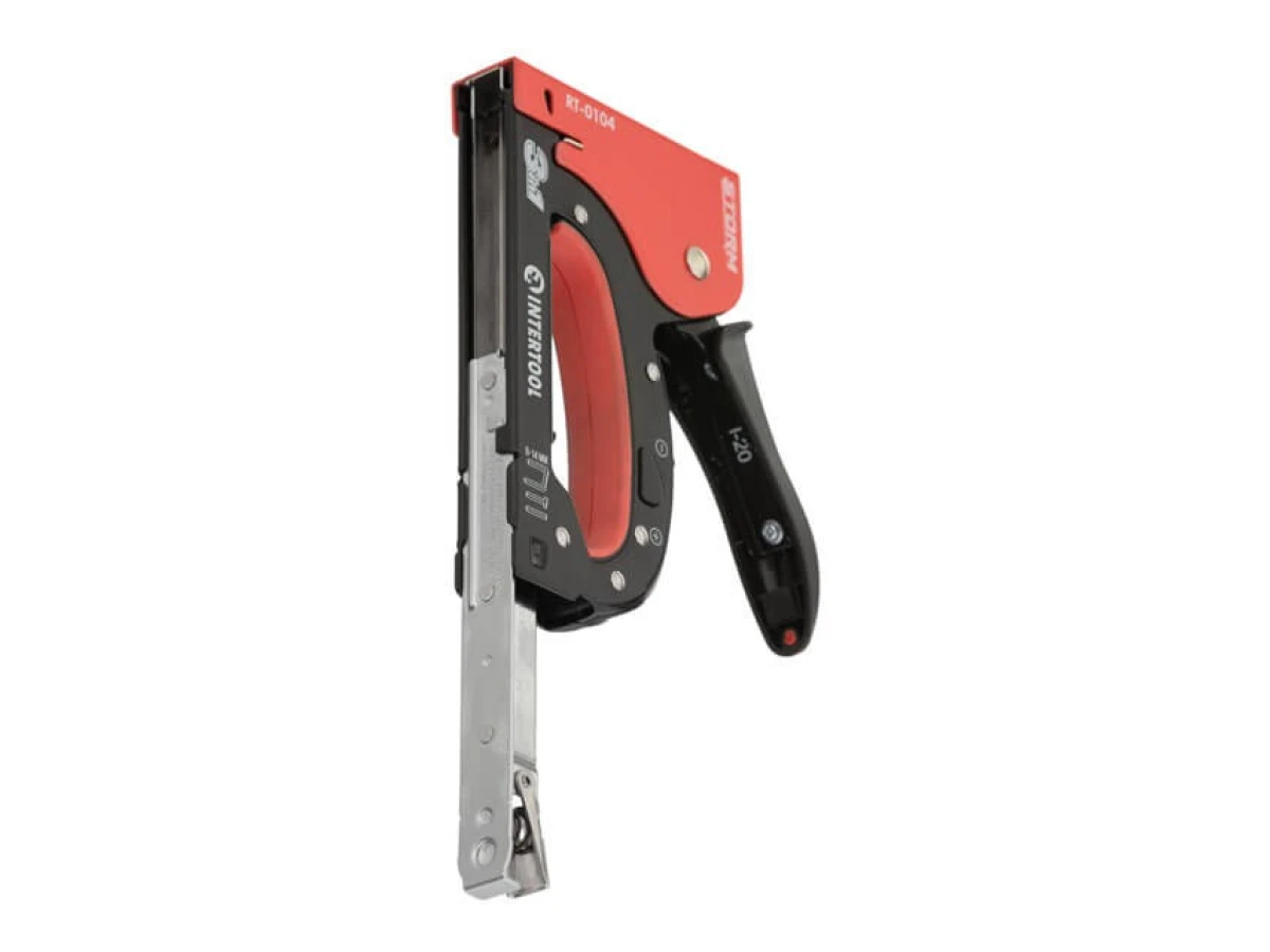 Степлер будівельний 3 в 1, під скобу 11.3*0.7*6-14 мм, цвях 14мм, шпилька 14мм. INTERTOOL RT-0104 