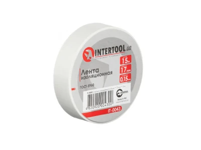 Стрічка ізоляційна, 17 мм * 15 м * 0.15 мм, біла INTERTOOL IT-0043