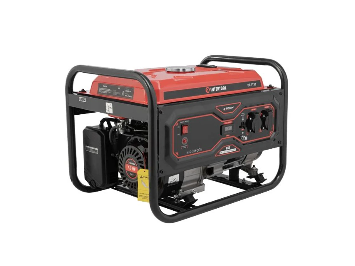 Генератор бензиновый/газовый 2.8/3 кВт, 220 В, 15 л, ручной старт, медная обмотка, STORM INTERTOOL DT-1133 